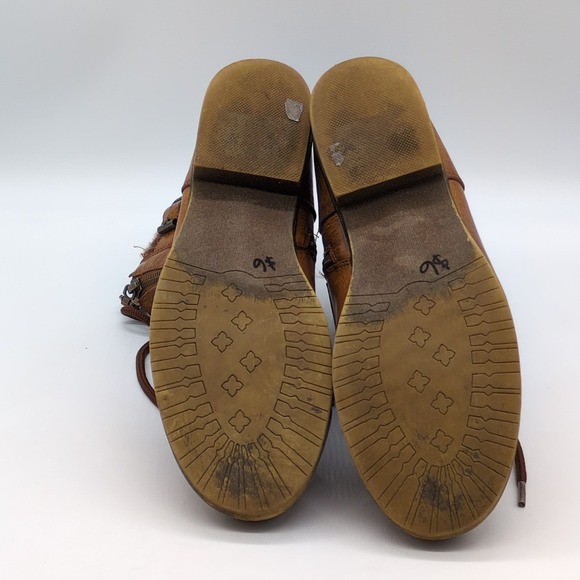 SO Shoes Womens Brown 8 Lace Up Work Boots Side Zip Sweater Collar Hiking - Picture 10 of 12